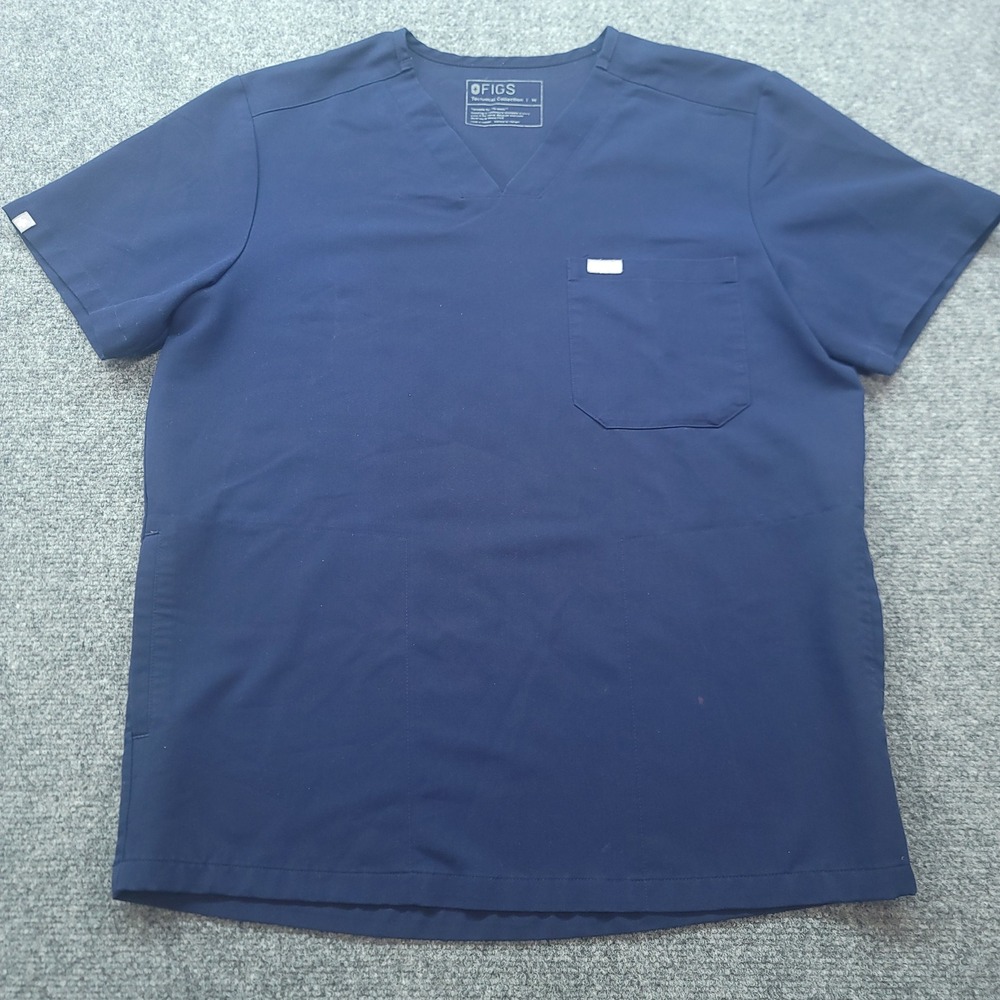 FIGS Technical Collection Mens Leon Scrub Top Navy Blue V-Neck Size M TM3000